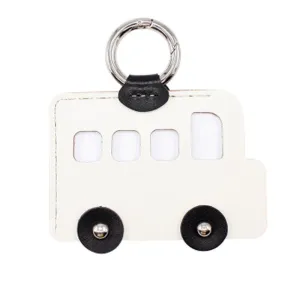 HANDMADE LEATHER CUTE Women Bus CARD Holder Keychain PERSONALIZED MONOGRAMMED GIFT CUSTOM Bus Wallet Card Holder keyring
