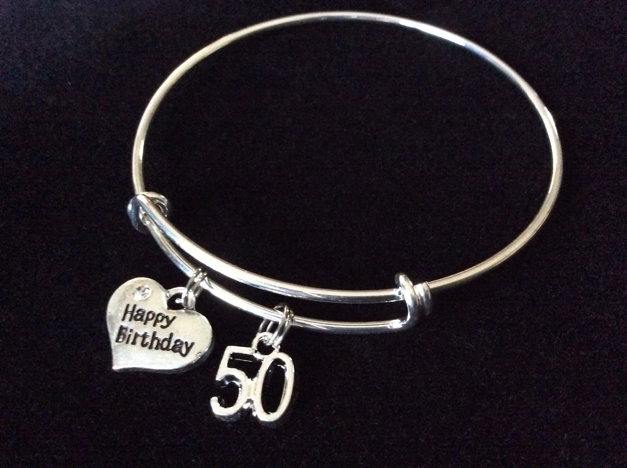 Happy 50th Birthday Expandable Charm Bracelets Adjustable Bangle Gift (Other Numbers Available)