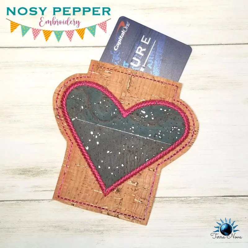 Heart applique Card holder 2 versions included 4x4 machine embroidery design DIGITAL DOWNLOAD