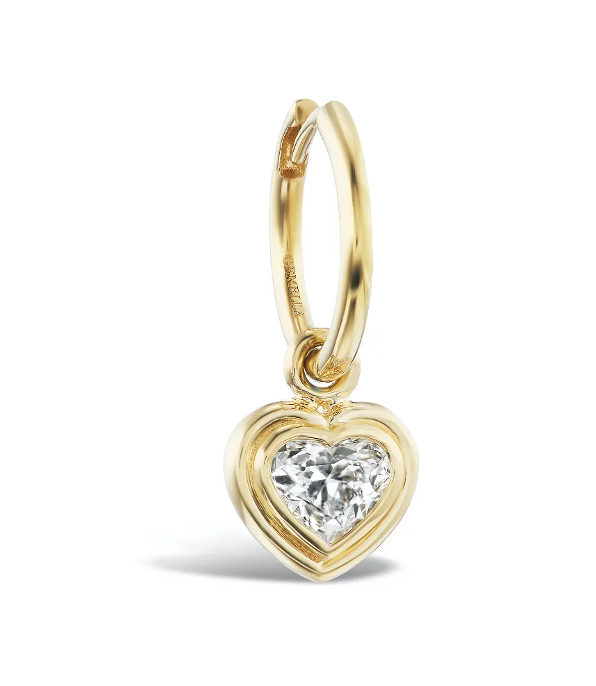 Heart Double Bubble Bezel Huggies