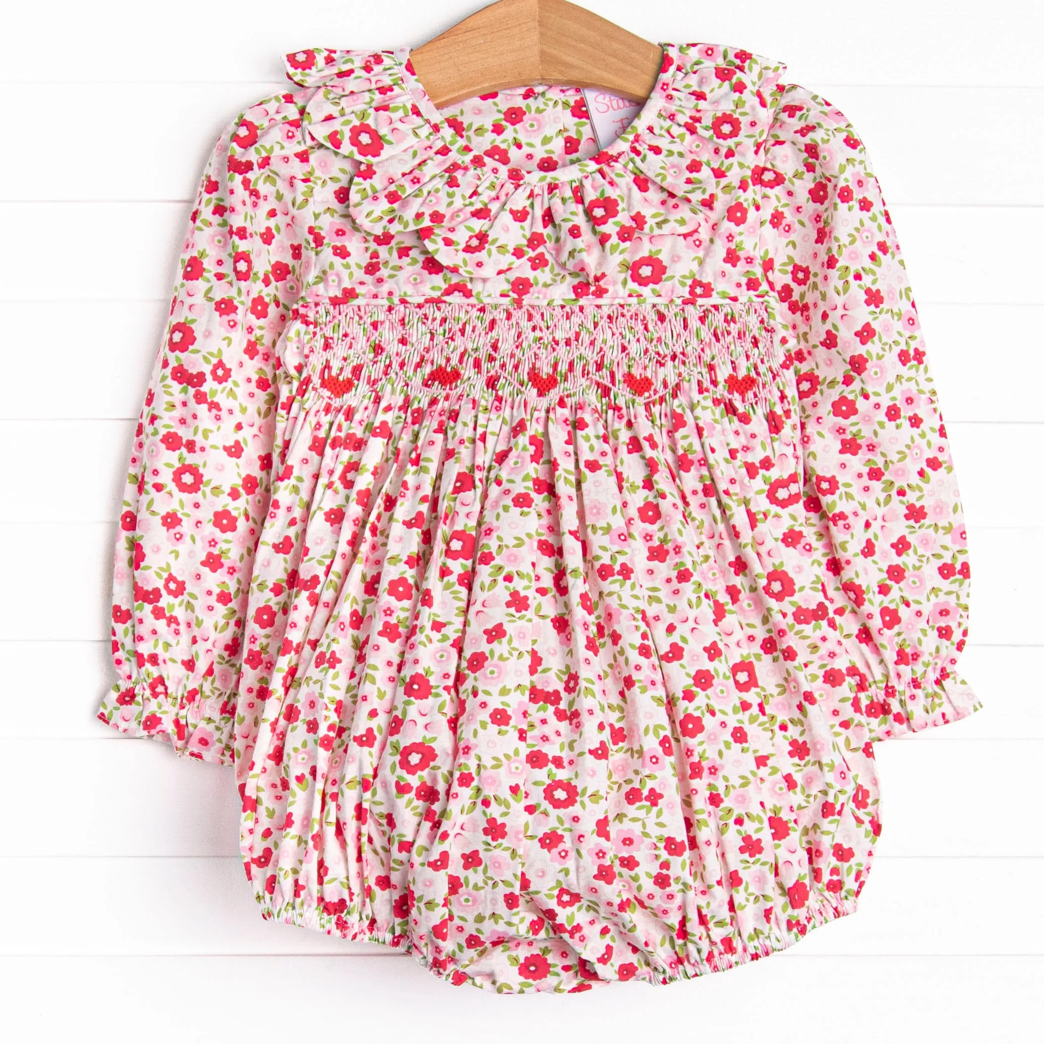 Hearts Adore Smocked Bubble, Red