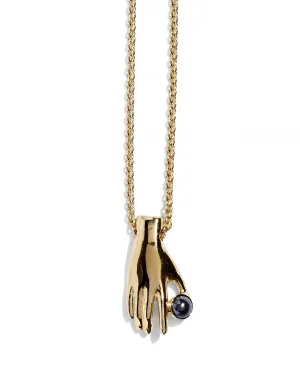 Hematite Hand Necklace in Gold