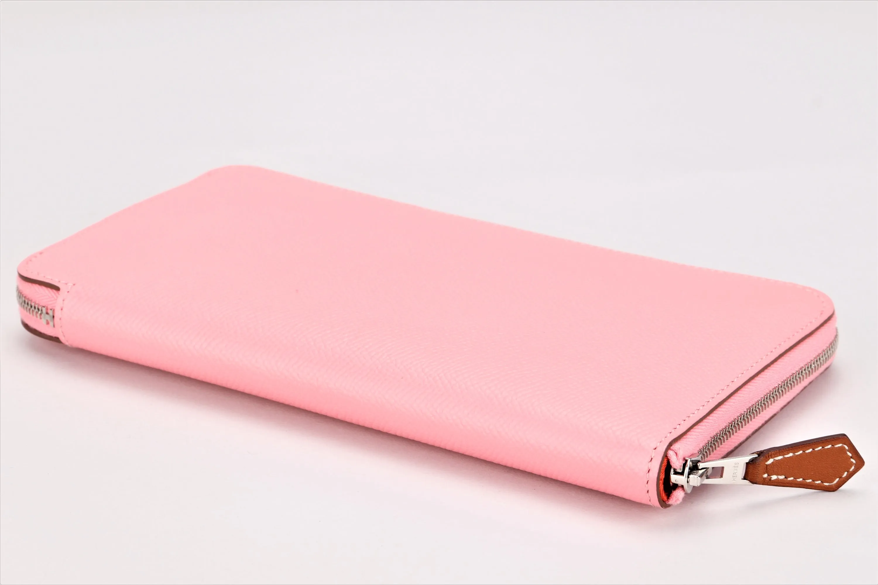 HERMES AZAP SILK IN ZIPPY WALLET (STAMP T) ROSE AZALEE EPSOM LEATHER, WITH BOX