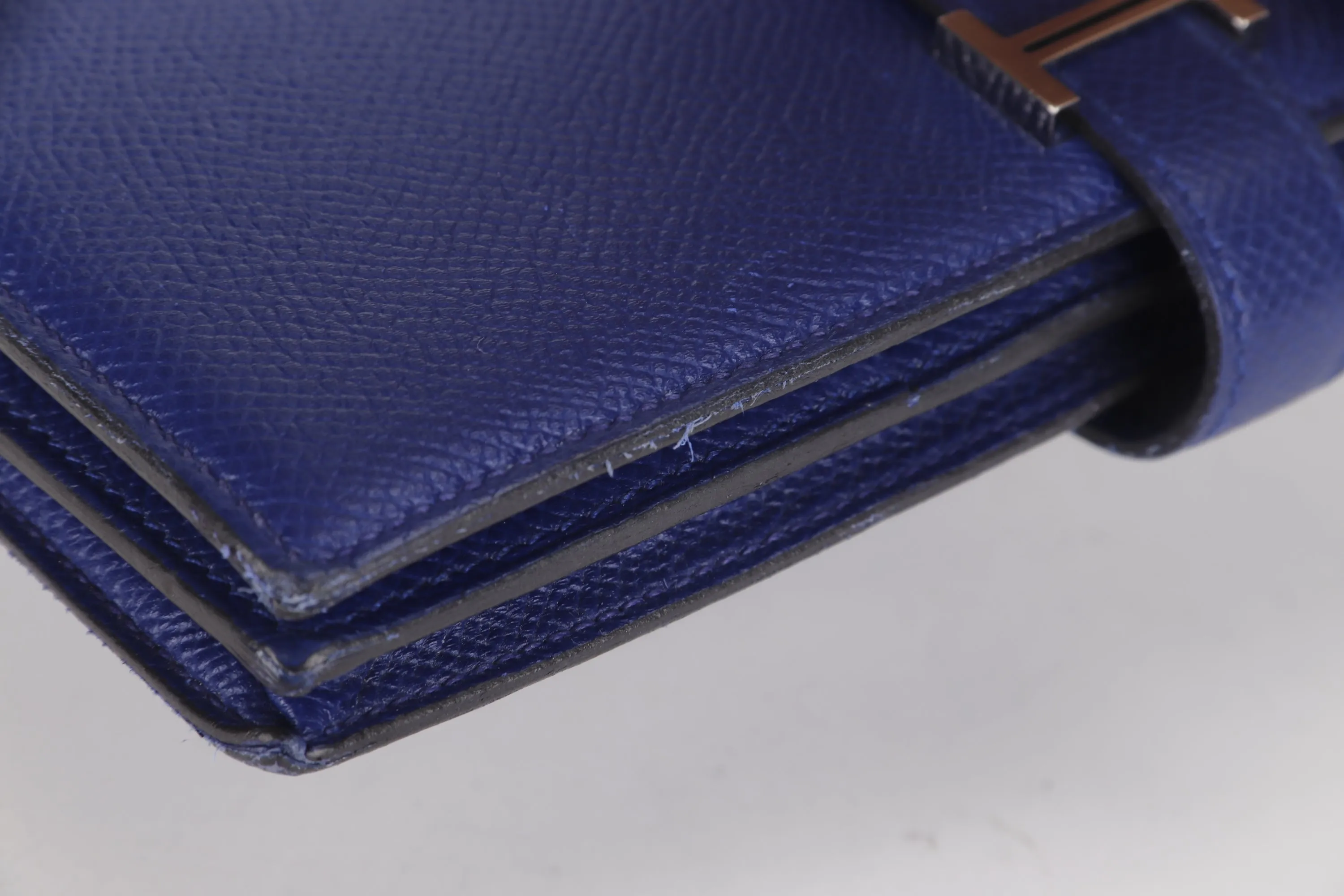 HERMES BEARN WALLET (STAMP R) BLUE ELECTRIC COLOR EPSOM LEATHER SILVER HARDWARE, NO DUST COVER & BOX