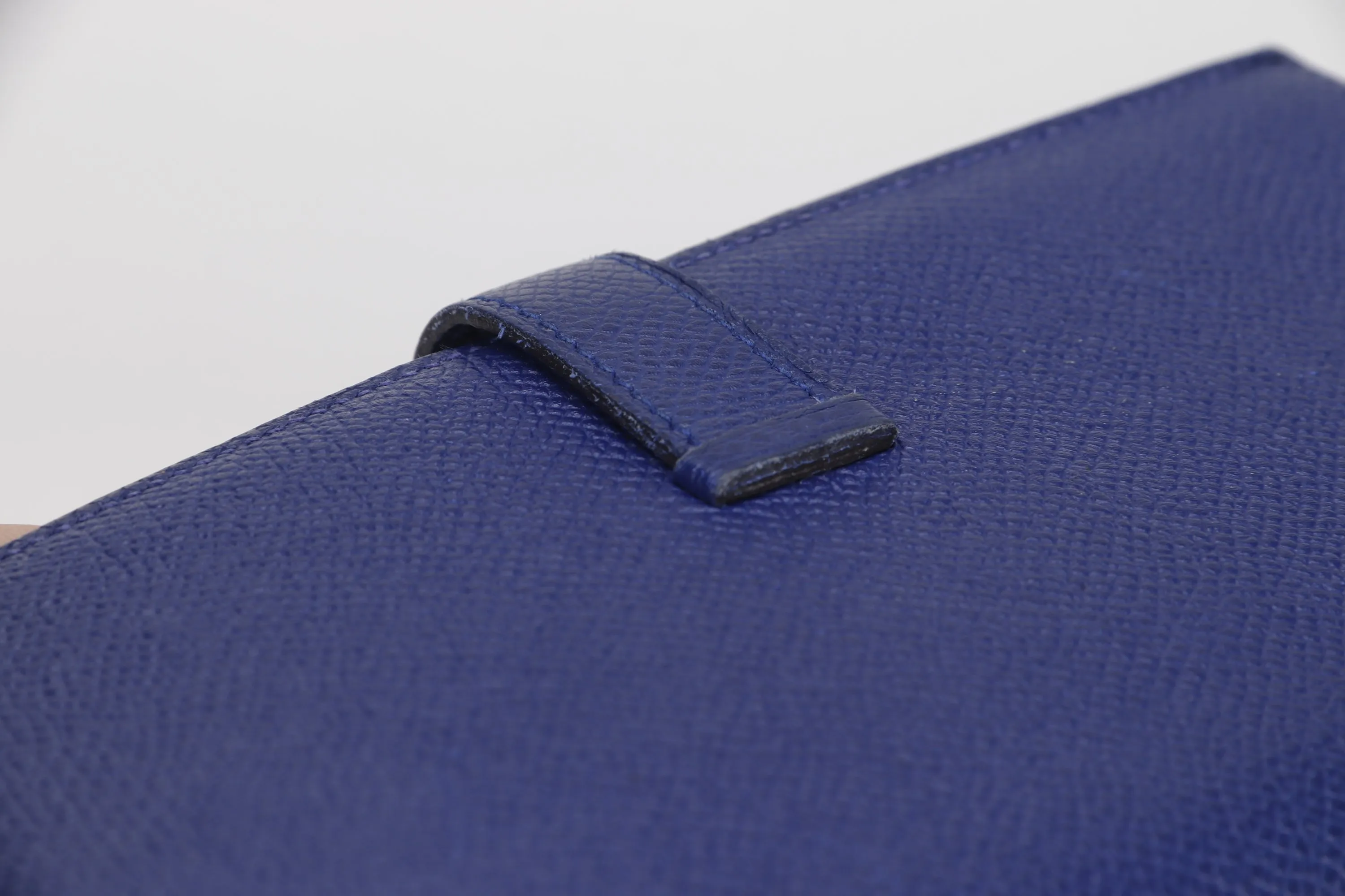 HERMES BEARN WALLET (STAMP R) BLUE ELECTRIC COLOR EPSOM LEATHER SILVER HARDWARE, NO DUST COVER & BOX