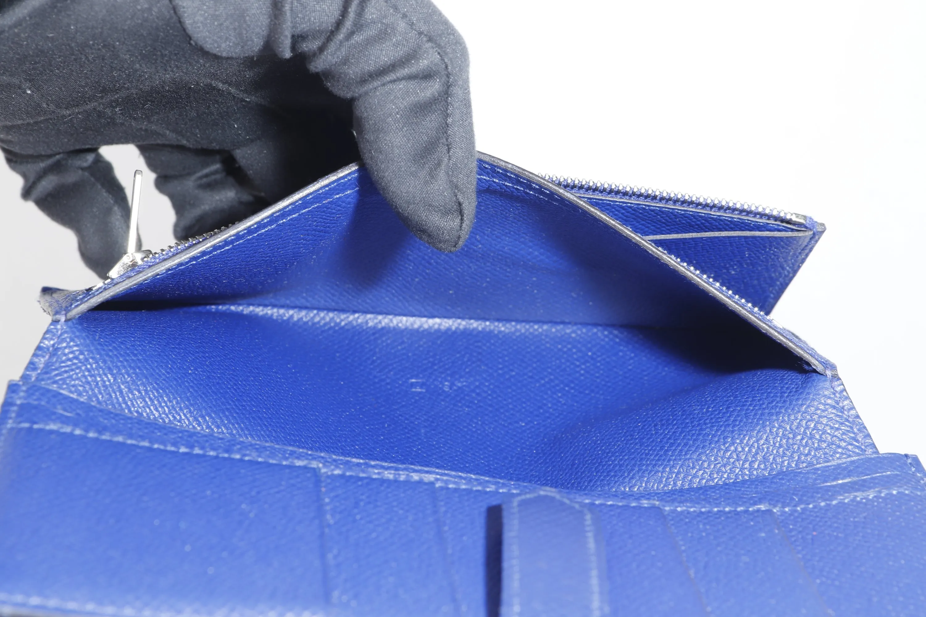 HERMES BEARN WALLET (STAMP R) BLUE ELECTRIC COLOR EPSOM LEATHER SILVER HARDWARE, NO DUST COVER & BOX
