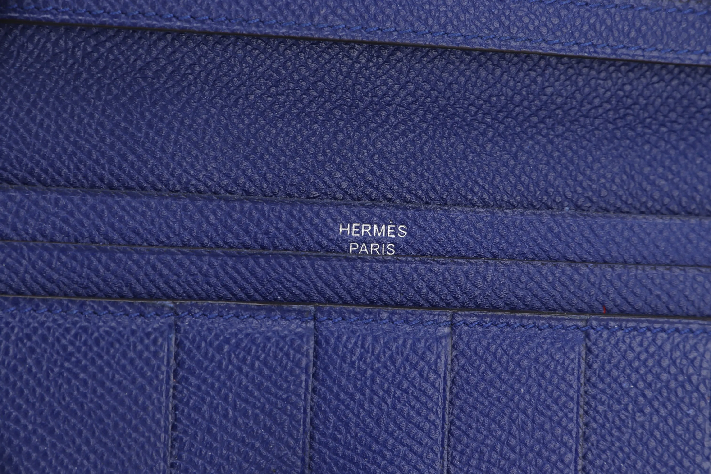 HERMES BEARN WALLET (STAMP R) BLUE ELECTRIC COLOR EPSOM LEATHER SILVER HARDWARE, NO DUST COVER & BOX