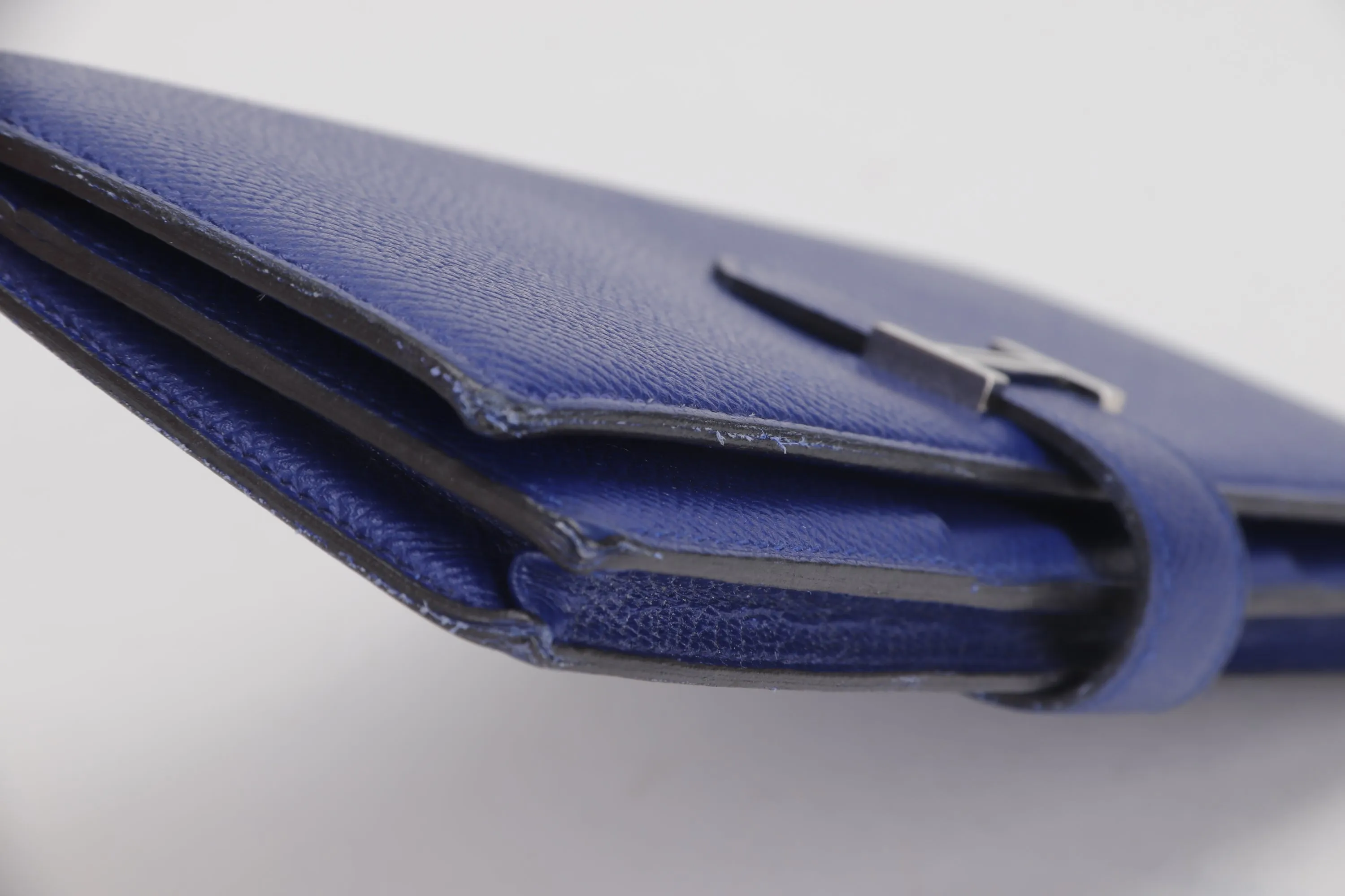HERMES BEARN WALLET (STAMP R) BLUE ELECTRIC COLOR EPSOM LEATHER SILVER HARDWARE, NO DUST COVER & BOX
