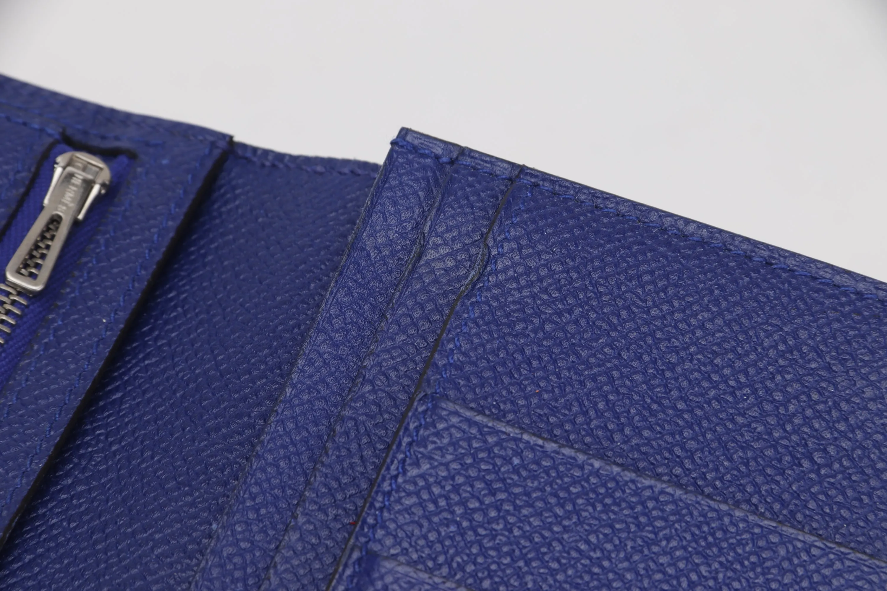 HERMES BEARN WALLET (STAMP R) BLUE ELECTRIC COLOR EPSOM LEATHER SILVER HARDWARE, NO DUST COVER & BOX