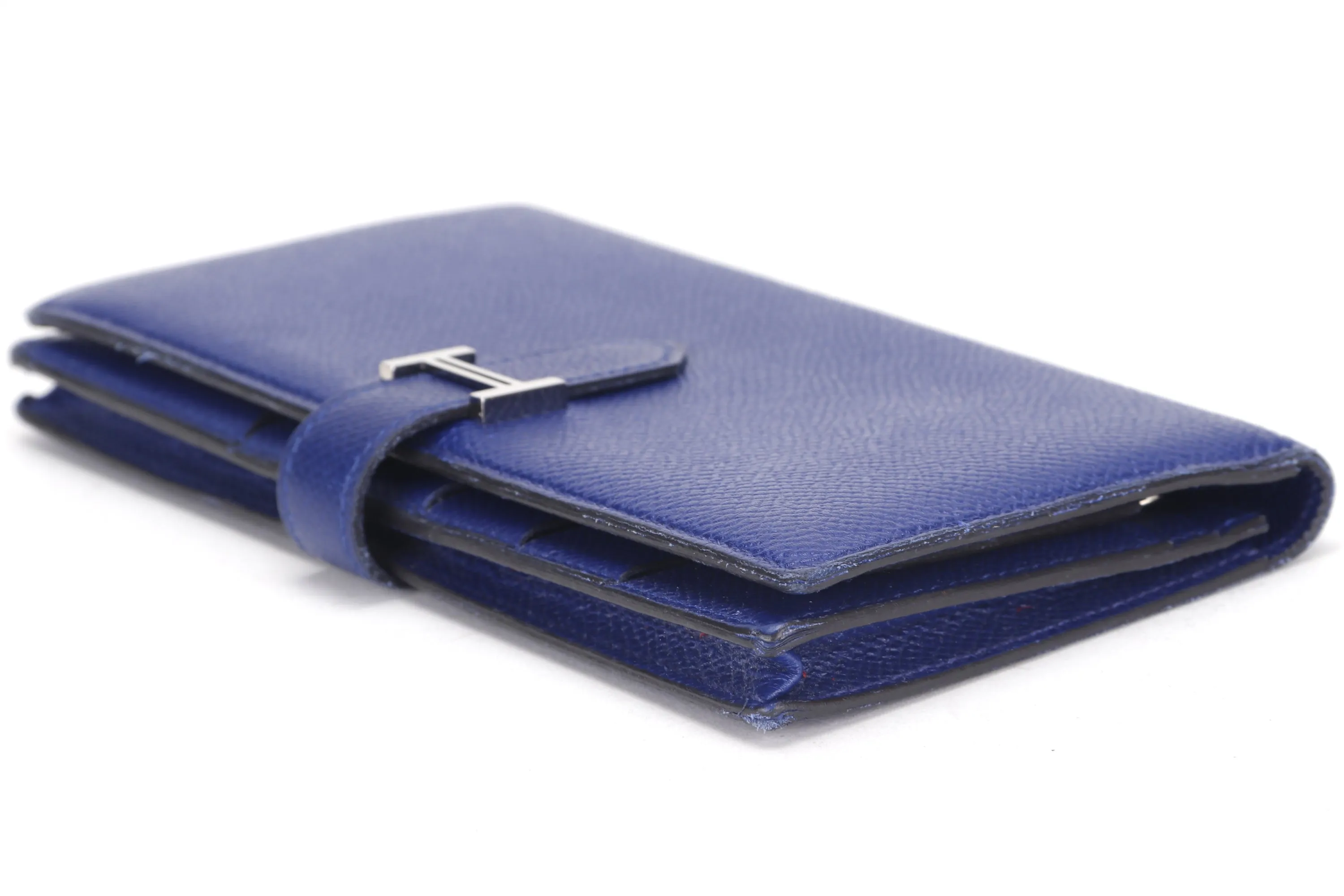 HERMES BEARN WALLET (STAMP R) BLUE ELECTRIC COLOR EPSOM LEATHER SILVER HARDWARE, NO DUST COVER & BOX