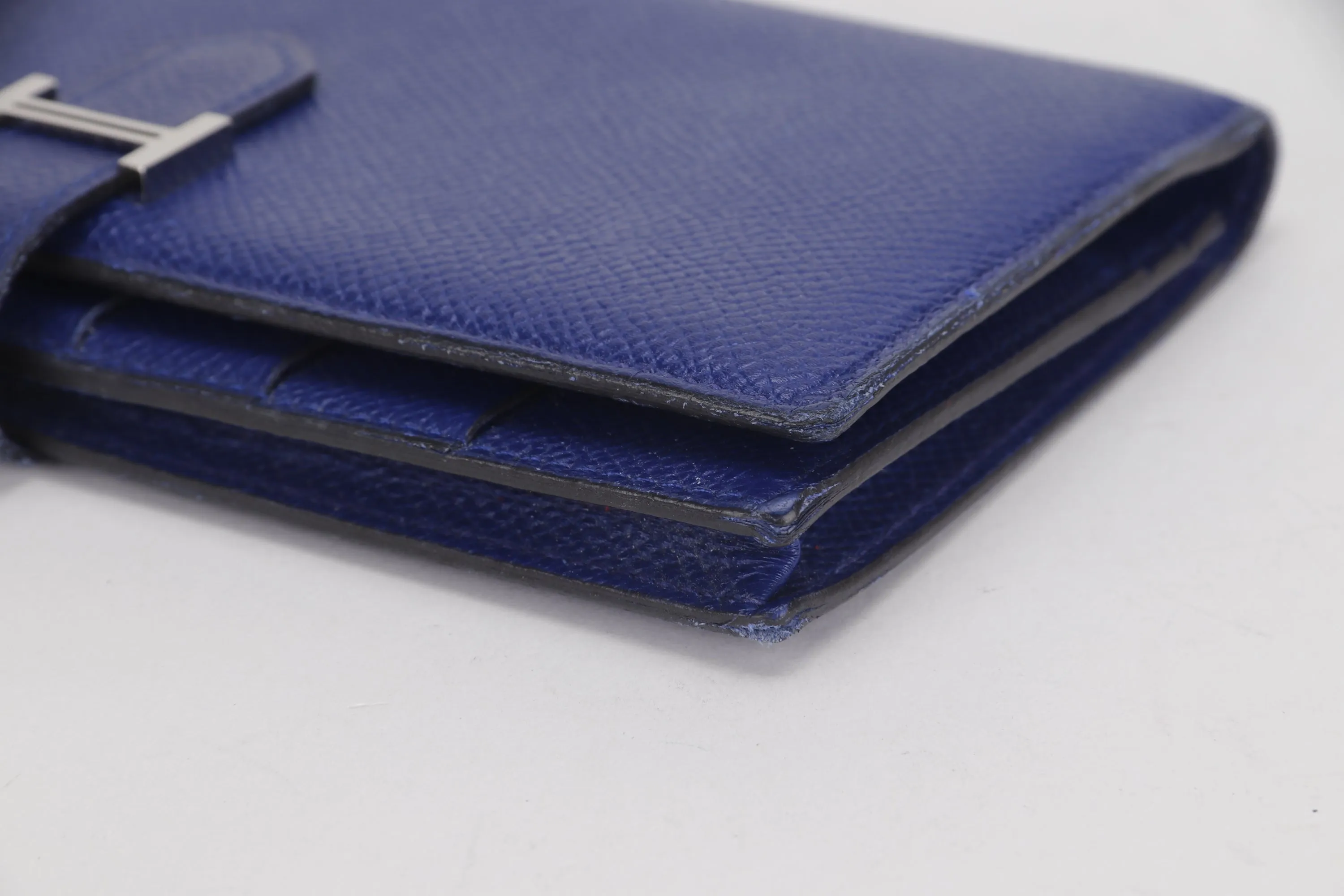 HERMES BEARN WALLET (STAMP R) BLUE ELECTRIC COLOR EPSOM LEATHER SILVER HARDWARE, NO DUST COVER & BOX