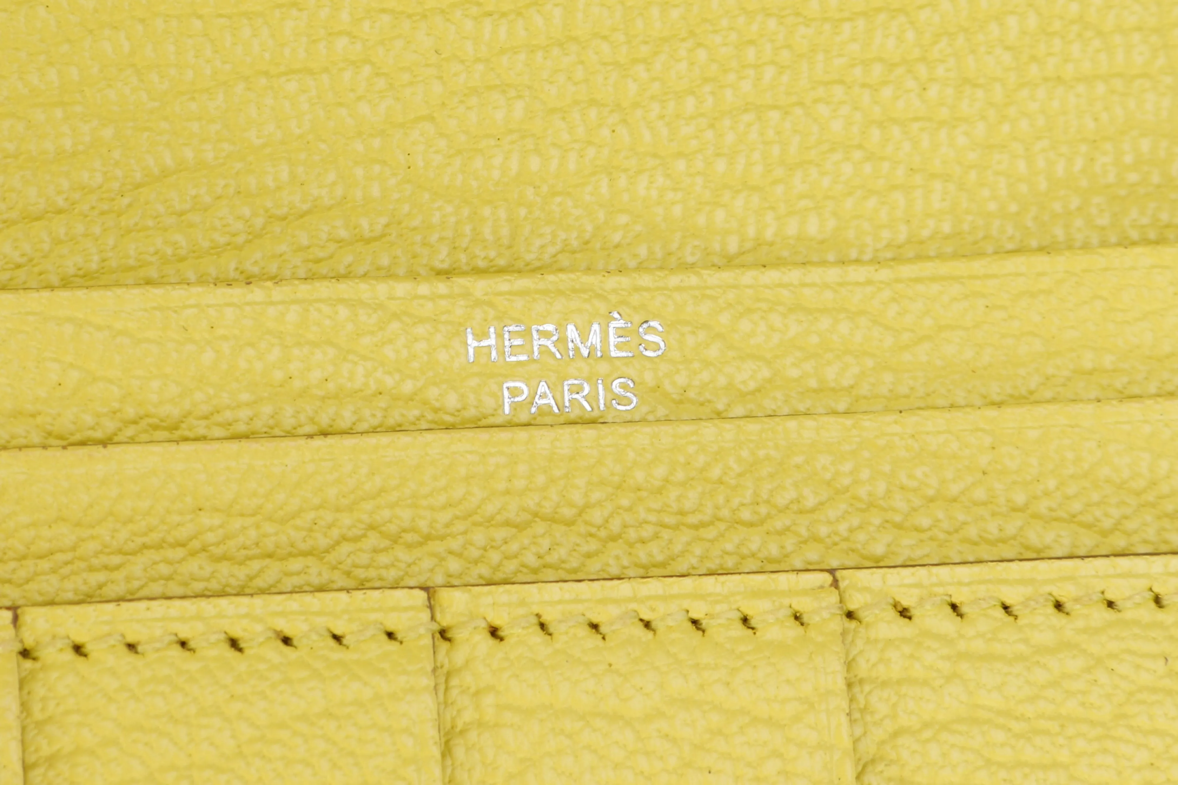 Hermes Bearn Wallet (Stamp R) Souffle Color Chevre Leather, Silver Hardware, with Box