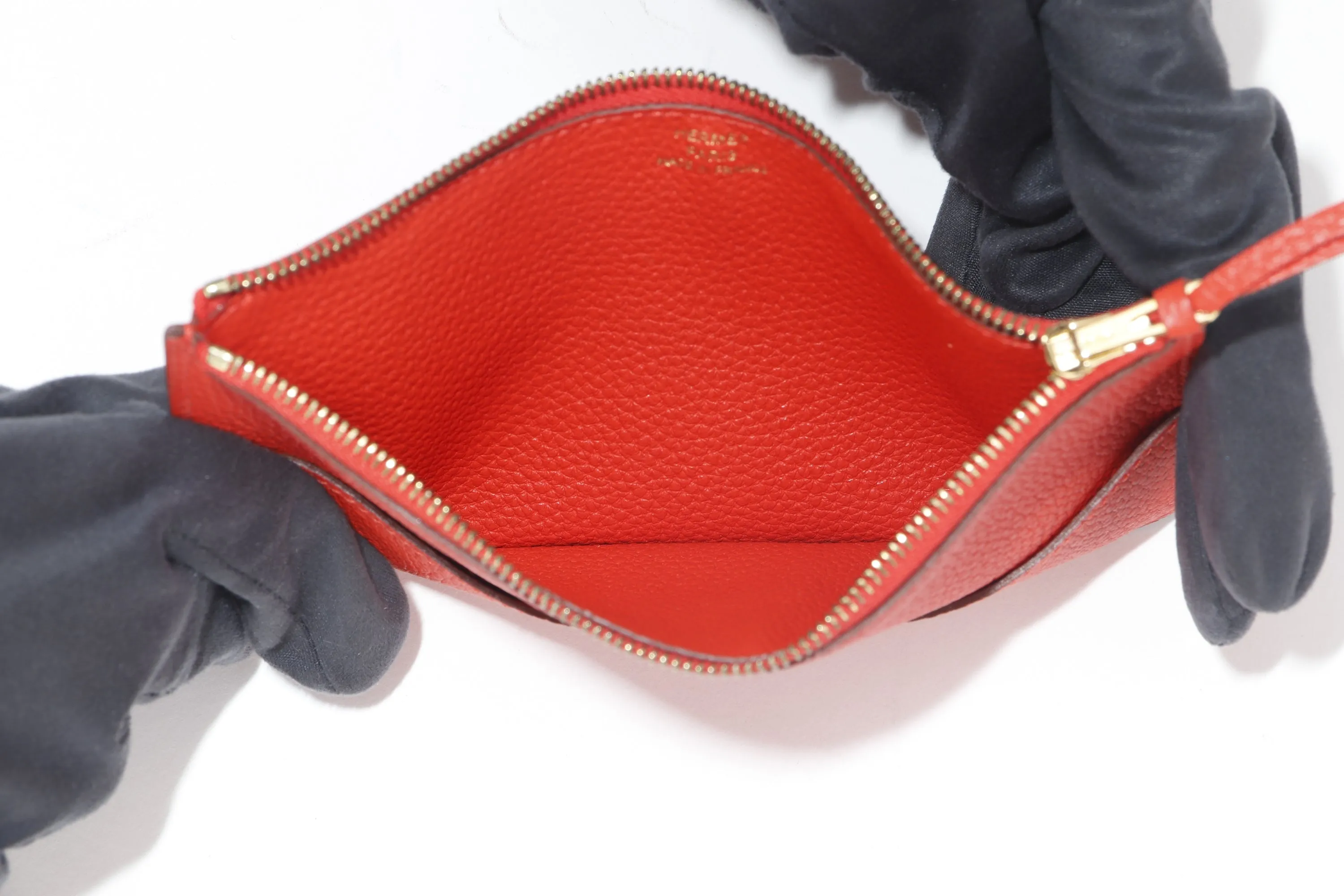 HERMES DOGON DUO WALLET (STAMP Q) GERANIUM COLOR TOGO LEATHER GOLD HARDWARE, NO DUST COVER & BOX