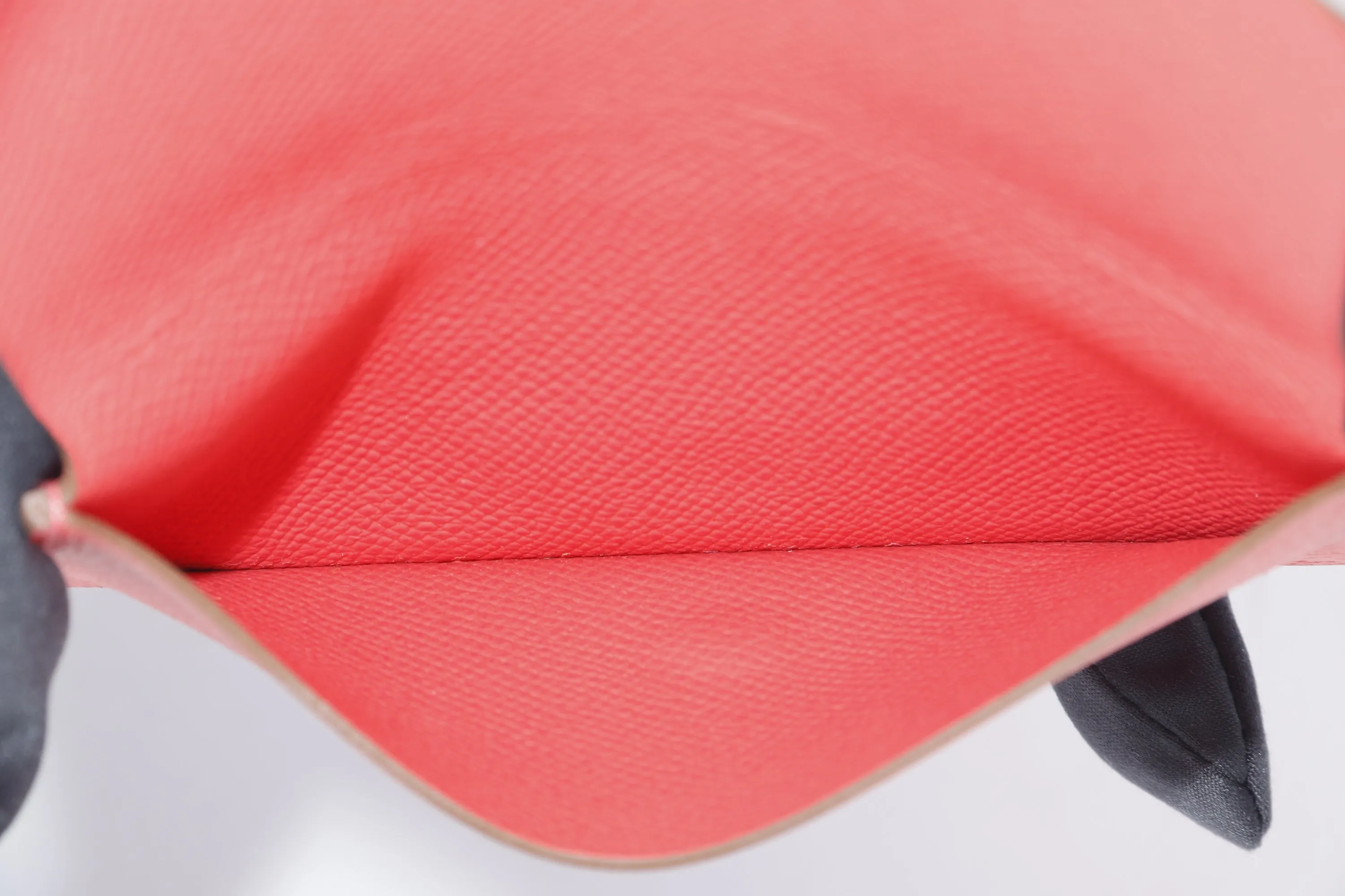 HERMES SILK IN ZIPPY AZAP WALLET (STAMP T) CAPPUCINES TRIM, WITH POUCH, NO DUST COVER