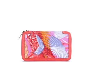 HERMES SILK IN ZIPPY AZAP WALLET (STAMP T) CAPPUCINES TRIM, WITH POUCH, NO DUST COVER