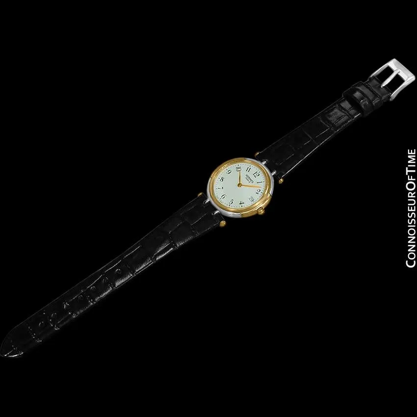 Hermes Windsor Mens Midsize Unisex Watch - Stainless Steel & 18K Gold Plated