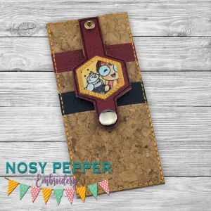 Hexie applique wallet tab (2 sizes included) machine embroidery design DIGITAL DOWNLOAD