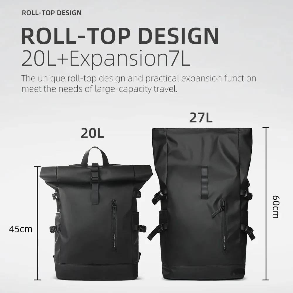 HK Expandable Travel Backpack for Men – Large Capacity Waterproof 15.6” Laptop Bag, Hiking Rucksack with USB Port