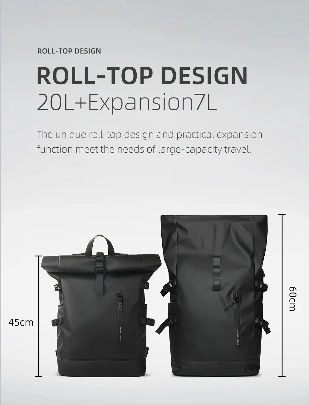 HK Expandable Travel Backpack for Men – Large Capacity Waterproof 15.6” Laptop Bag, Hiking Rucksack with USB Port