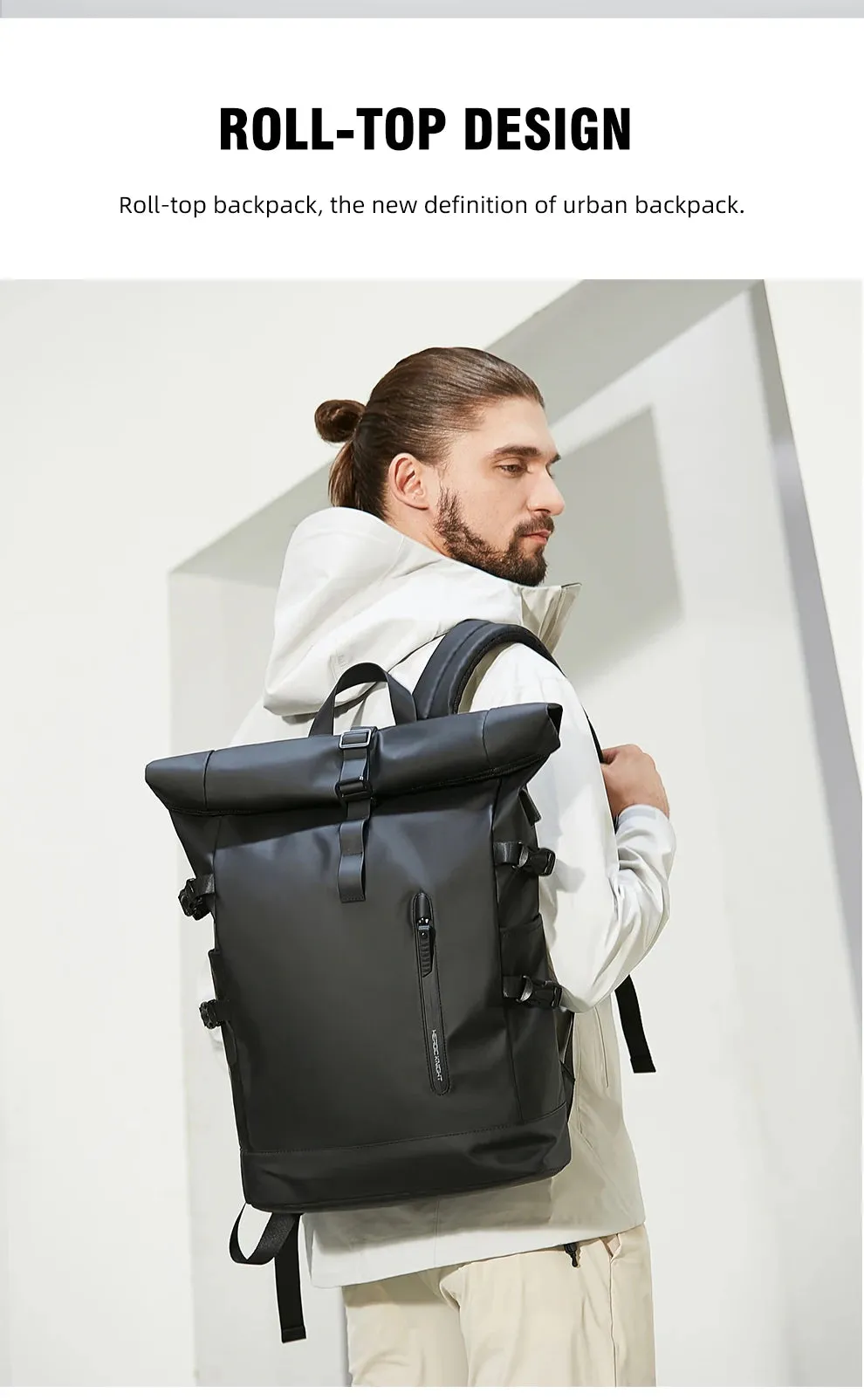 HK Expandable Travel Backpack for Men – Large Capacity Waterproof 15.6” Laptop Bag, Hiking Rucksack with USB Port