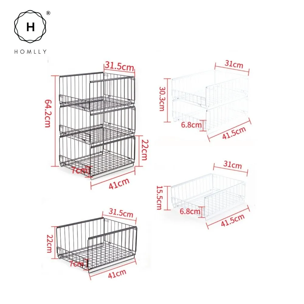 Homlly Sliding Stackable Collaspible Closet Organizers Drawer Storage Shelves Basket