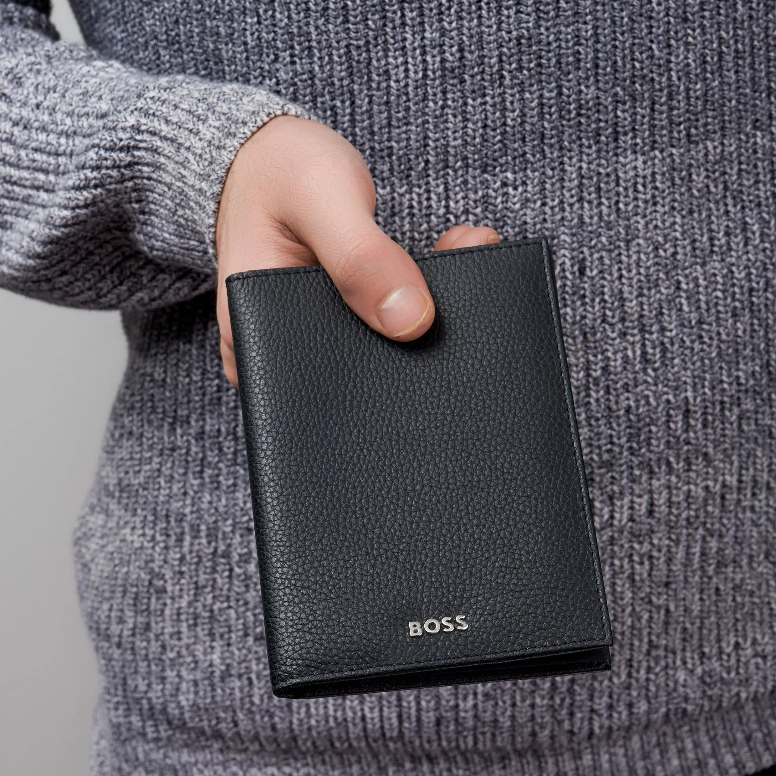 HUGO BOSS HLO416A - Money wallet Vertical flap Classic Grained Black