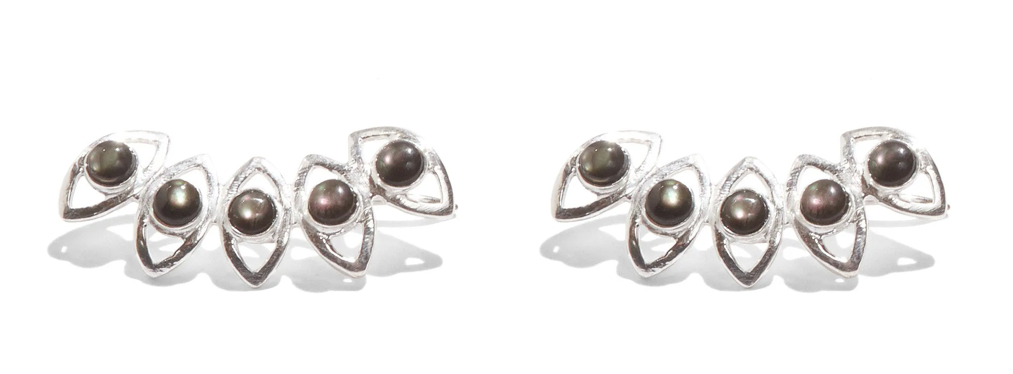 Hydra Ear Crawler in Silver with Black Mother of Pearl