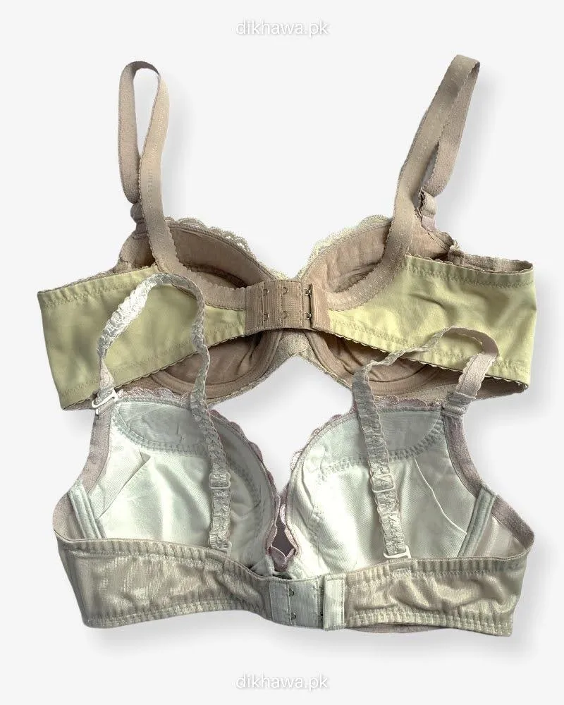 Imported Stocklot Branded  Net Pushup Bra - Underwired Bra  - Non Padded Bra - Pack of 2