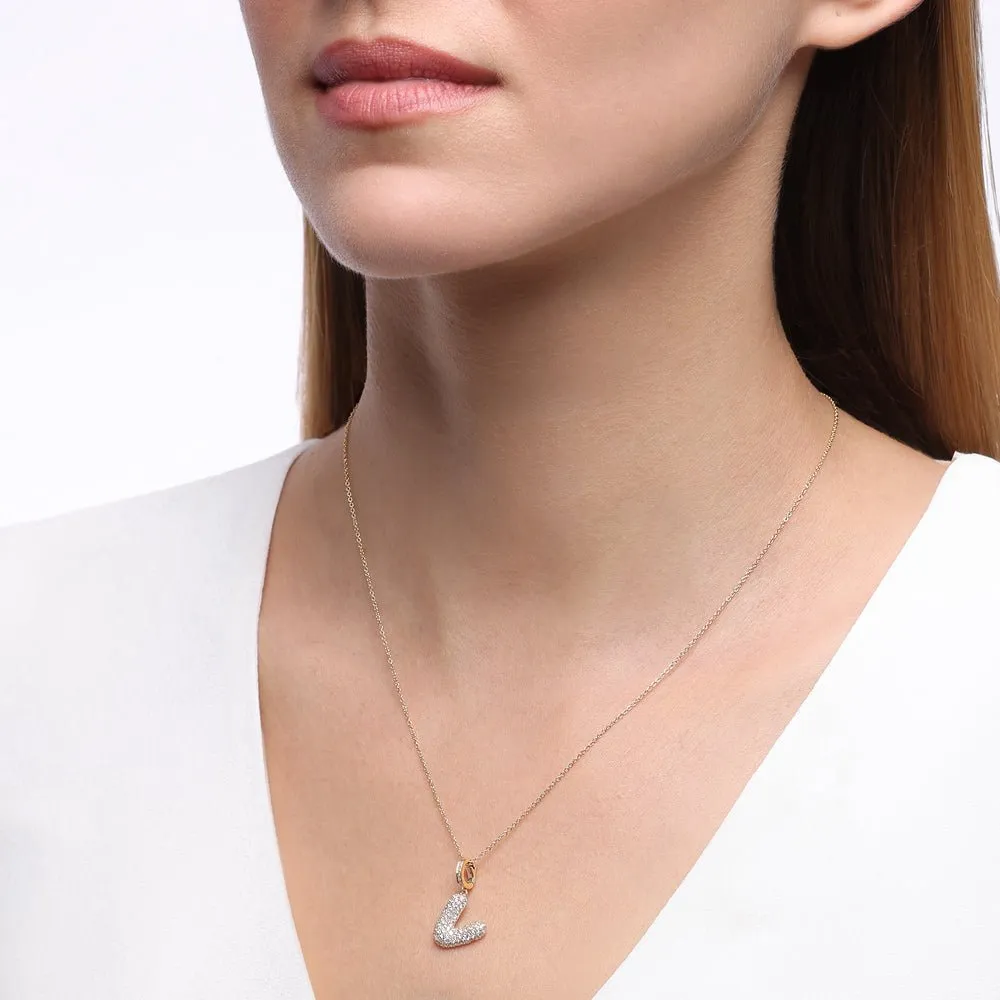 Initial "V" Diamond Pendant