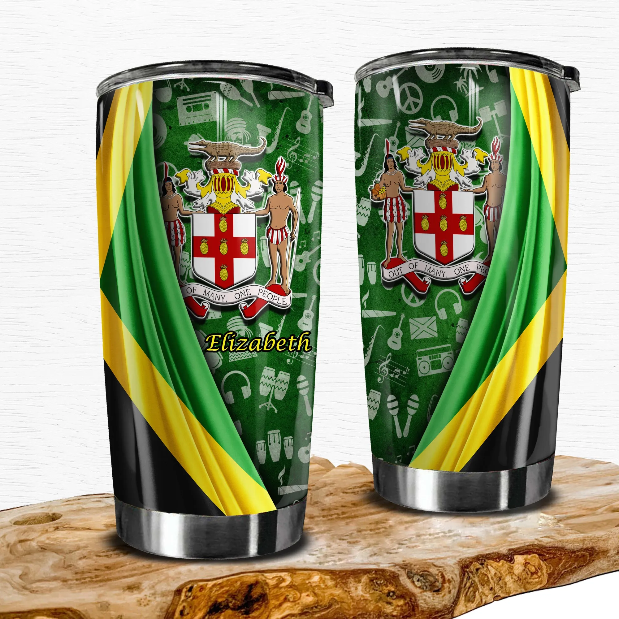 Jamaica Flag Coat Of Arms Symbols Personalized Tumbler