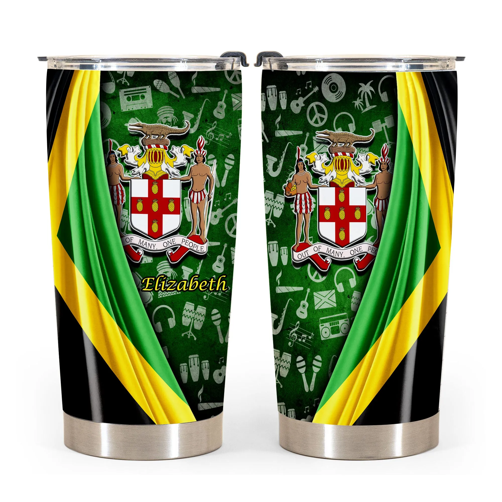 Jamaica Flag Coat Of Arms Symbols Personalized Tumbler