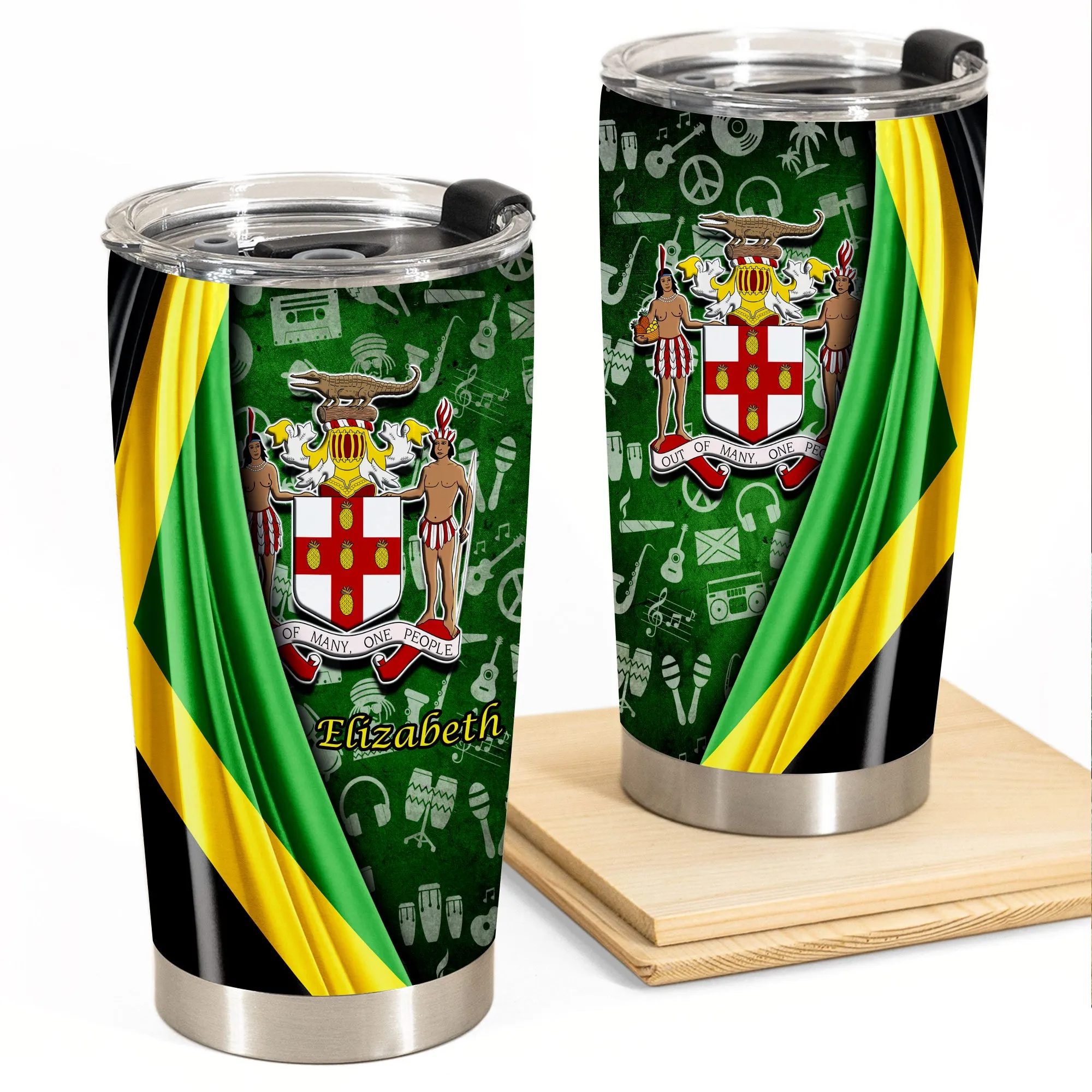 Jamaica Flag Coat Of Arms Symbols Personalized Tumbler