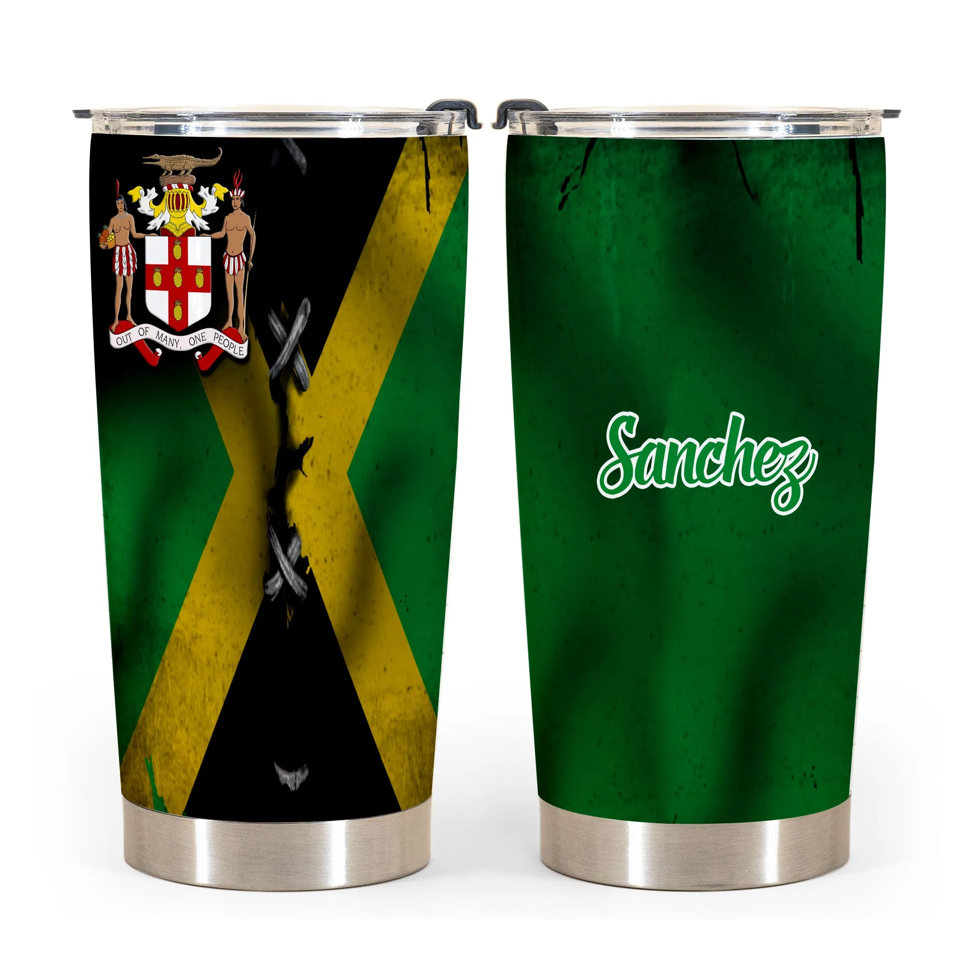 Jamaica Personalized Tumbler With Symbol And Flag