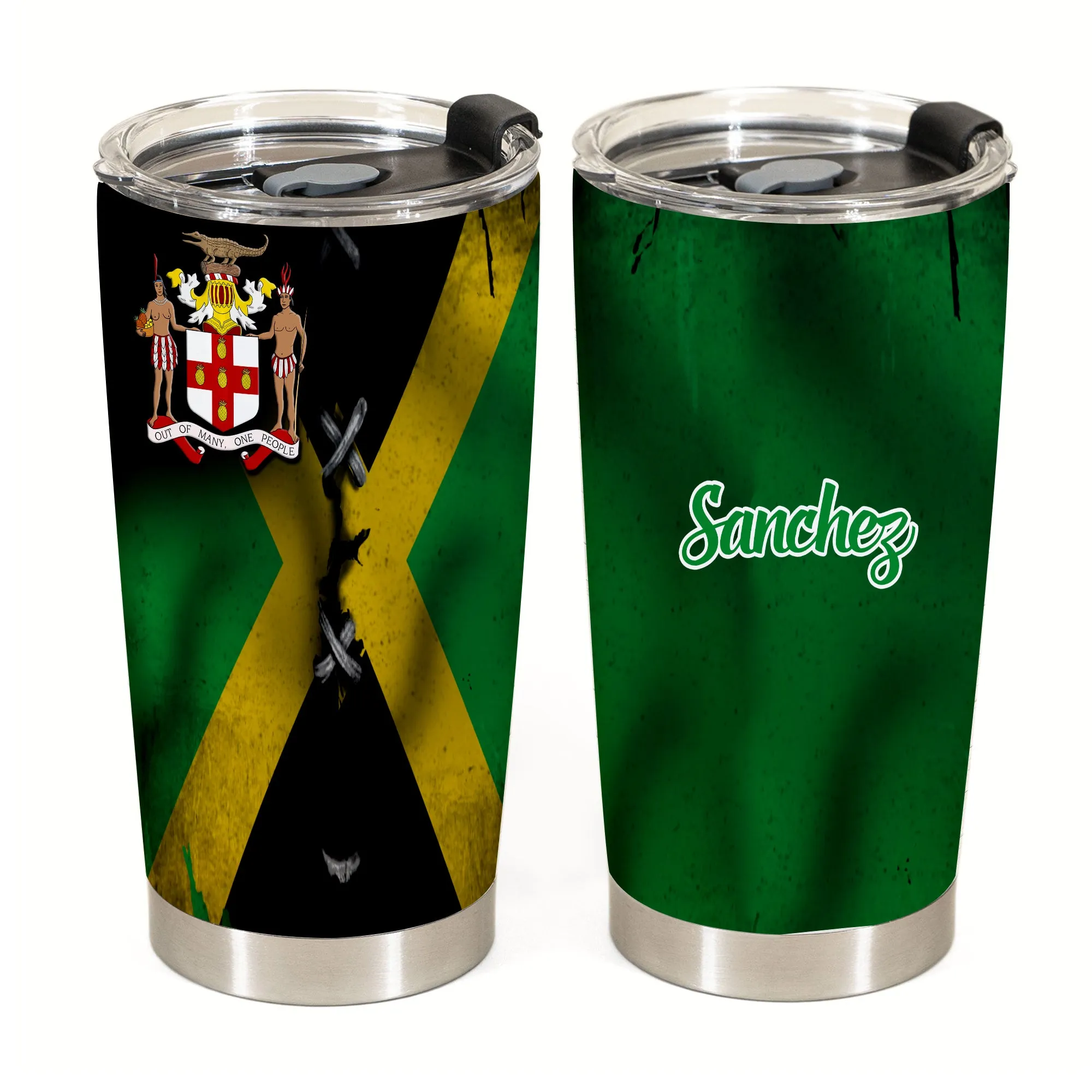 Jamaica Personalized Tumbler With Symbol And Flag