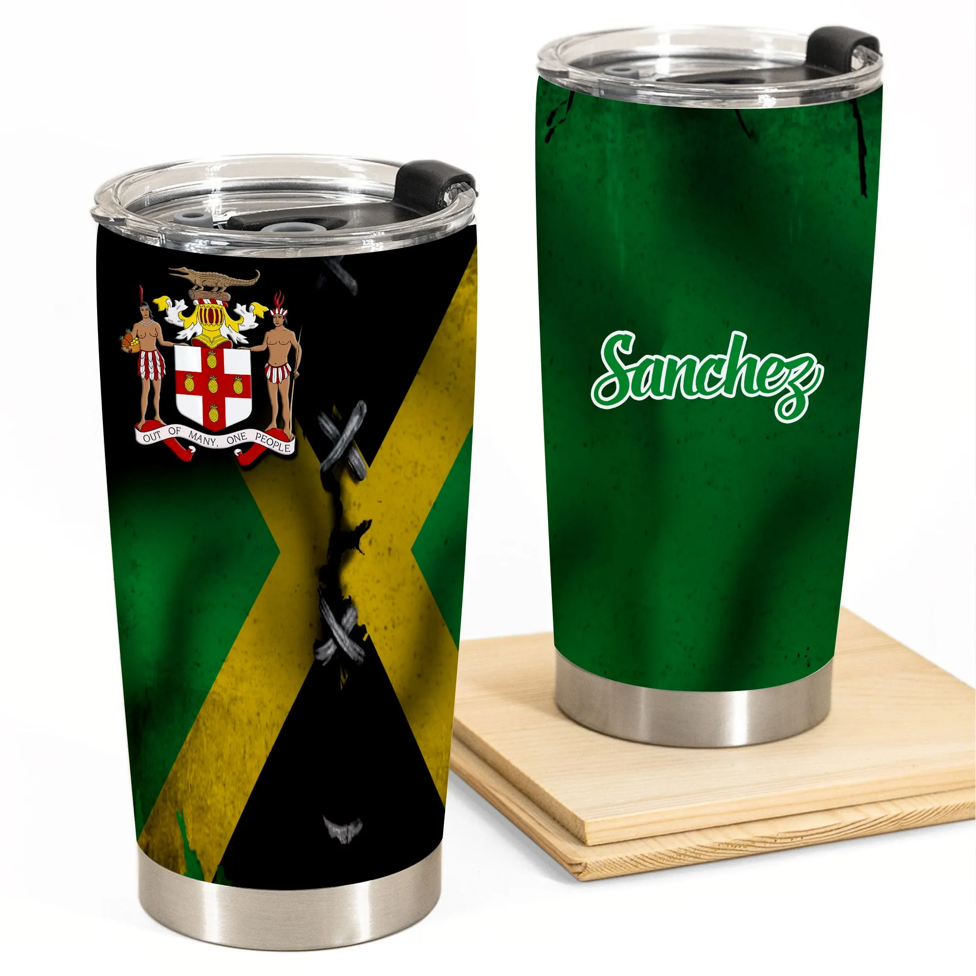 Jamaica Personalized Tumbler With Symbol And Flag