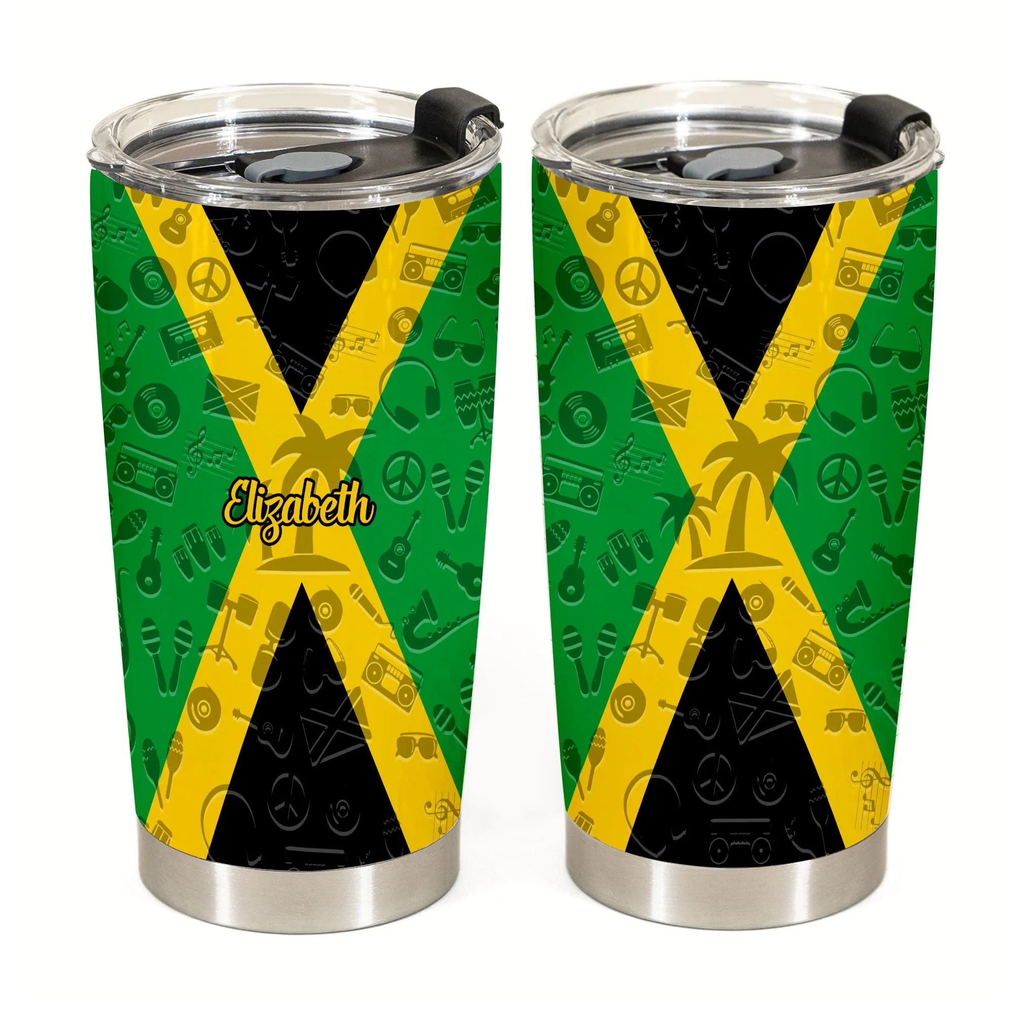 Jamaica Personalized Tumbler With Your Name Flag And Symbols