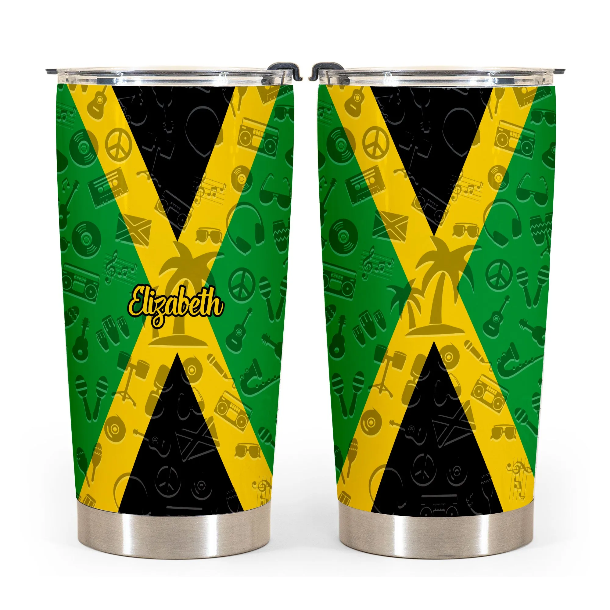 Jamaica Personalized Tumbler With Your Name Flag And Symbols
