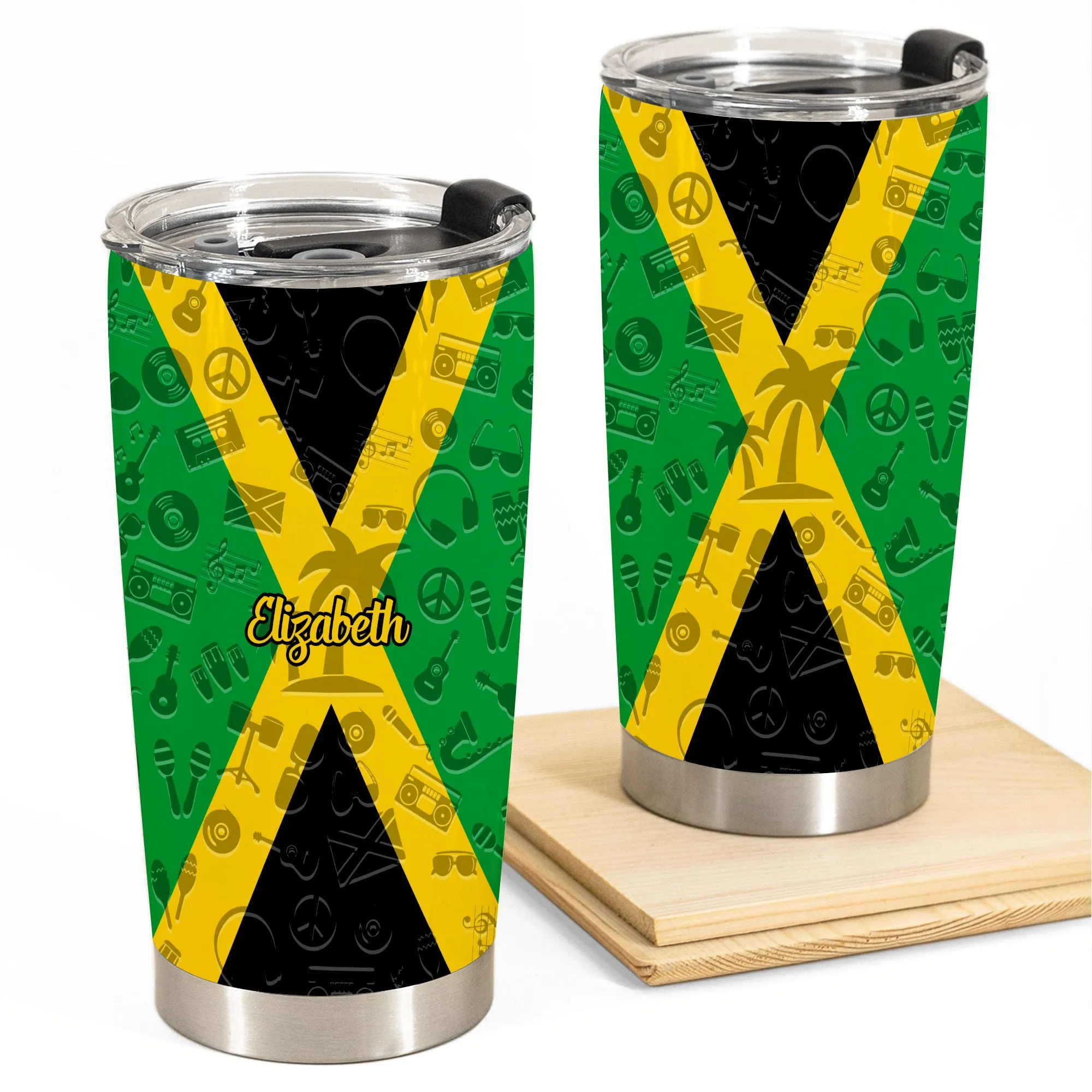 Jamaica Personalized Tumbler With Your Name Flag And Symbols