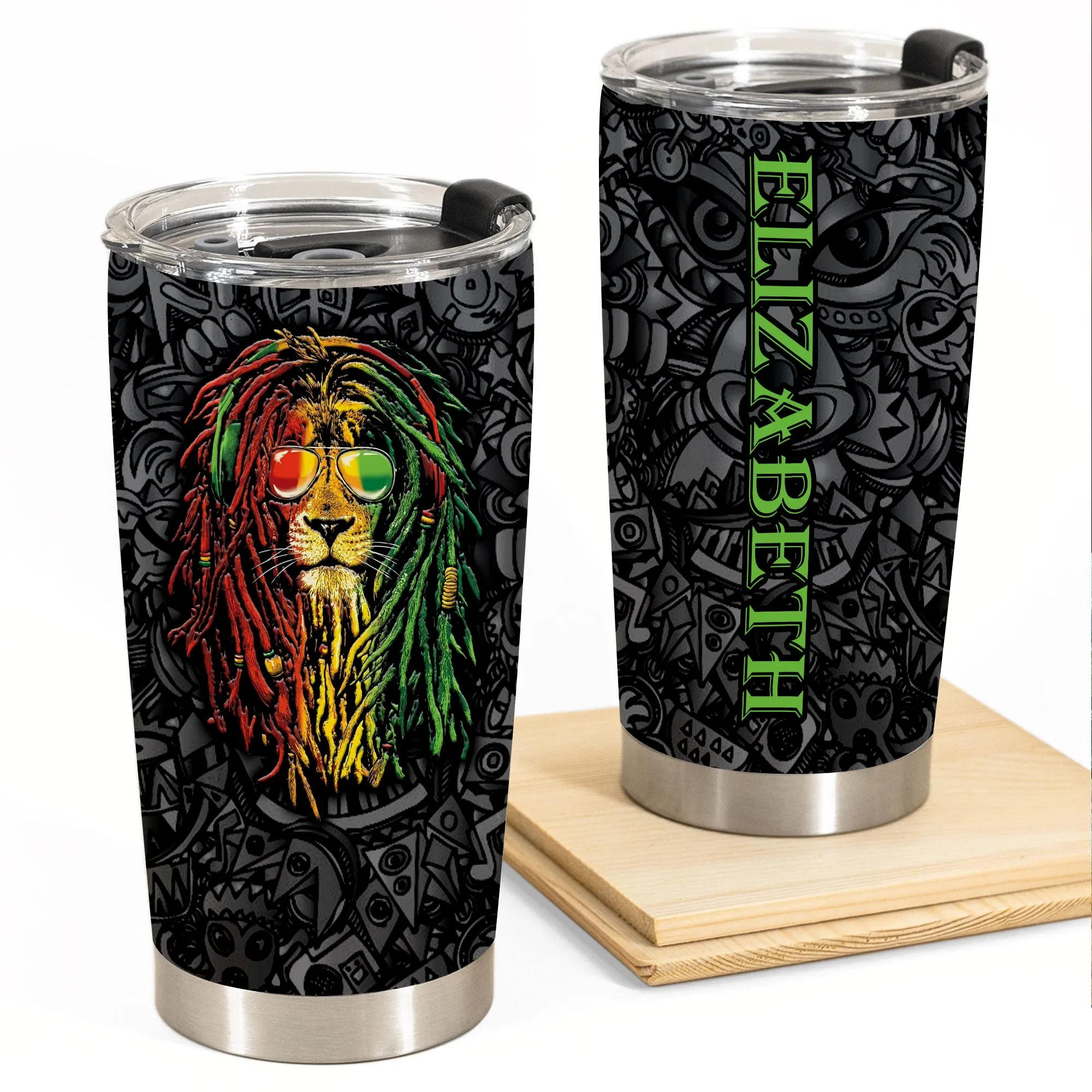 Jamaica Symbols Personalized 20z Stainless Steel Cup