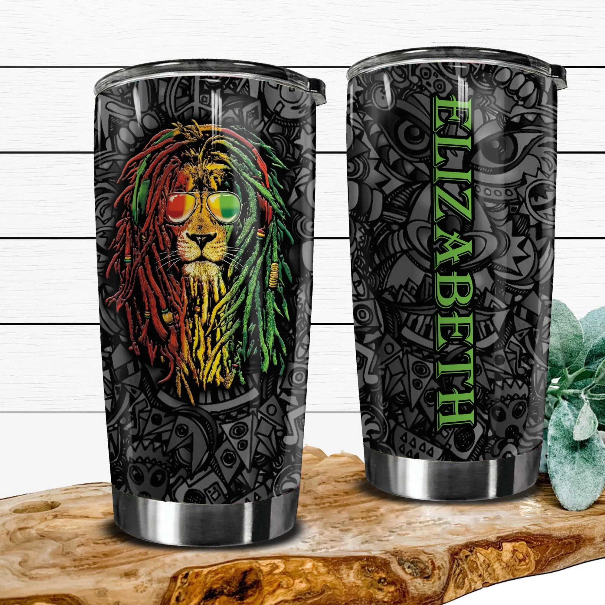 Jamaica Symbols Personalized 20z Stainless Steel Cup