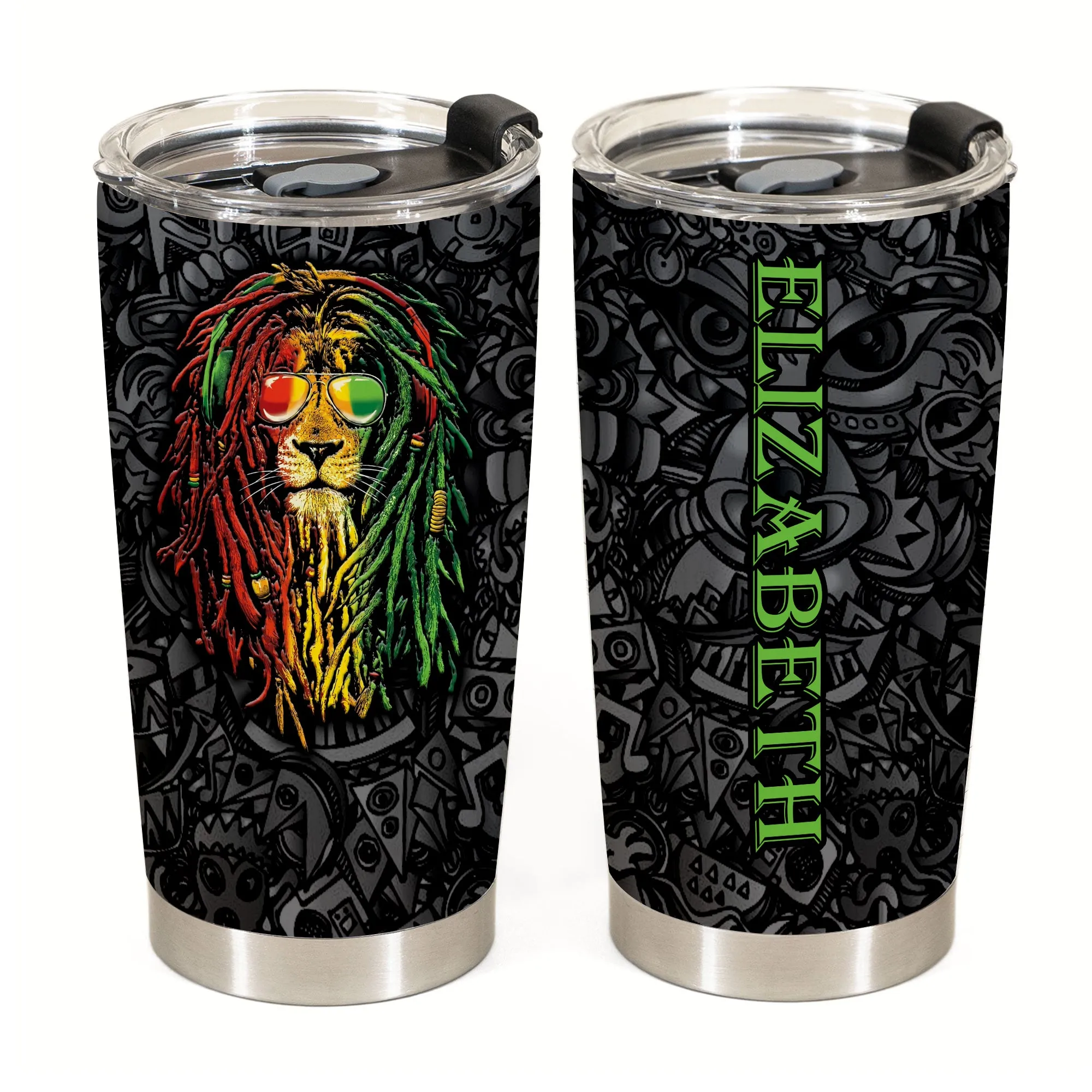 Jamaica Symbols Personalized 20z Stainless Steel Cup