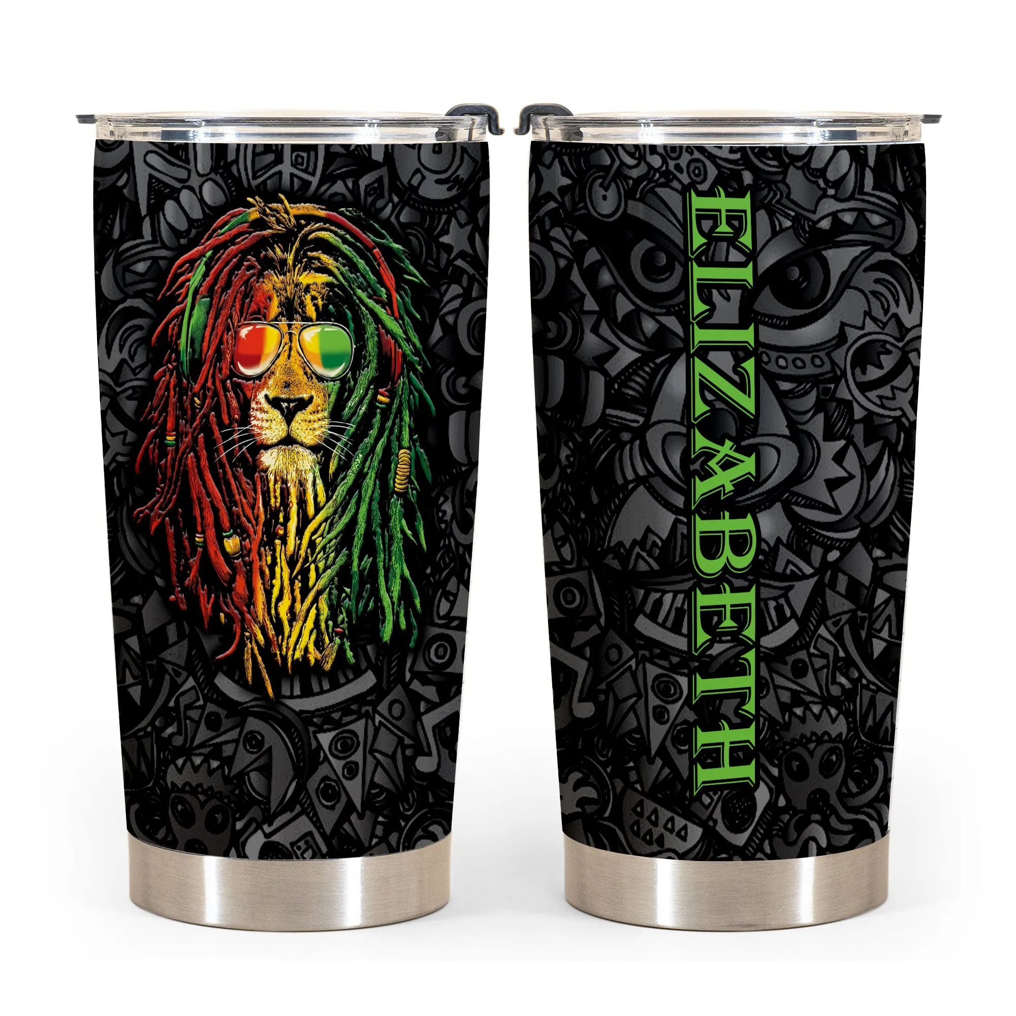 Jamaica Symbols Personalized 20z Stainless Steel Cup