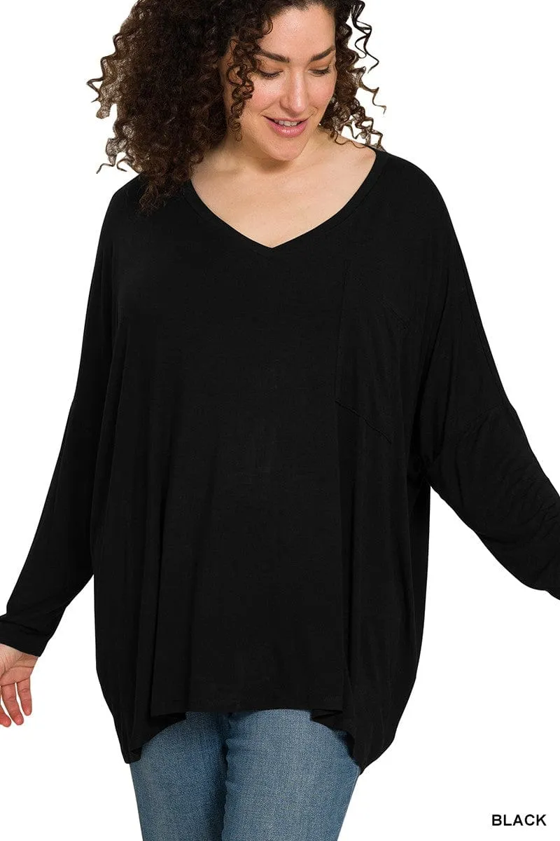 Jamie Luxe Oversized Pocket Long Sleeve Top (lots of colors!)