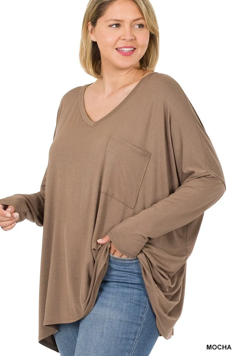 Jamie Luxe Oversized Pocket Long Sleeve Top (lots of colors!)