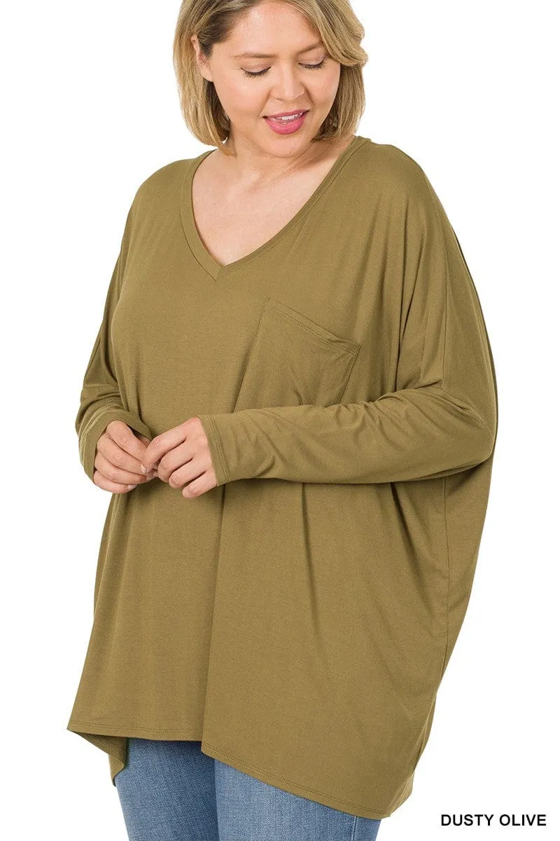 Jamie Luxe Oversized Pocket Long Sleeve Top (lots of colors!)