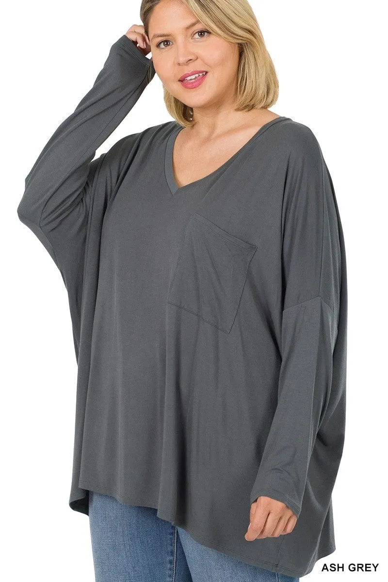 Jamie Luxe Oversized Pocket Long Sleeve Top (lots of colors!)