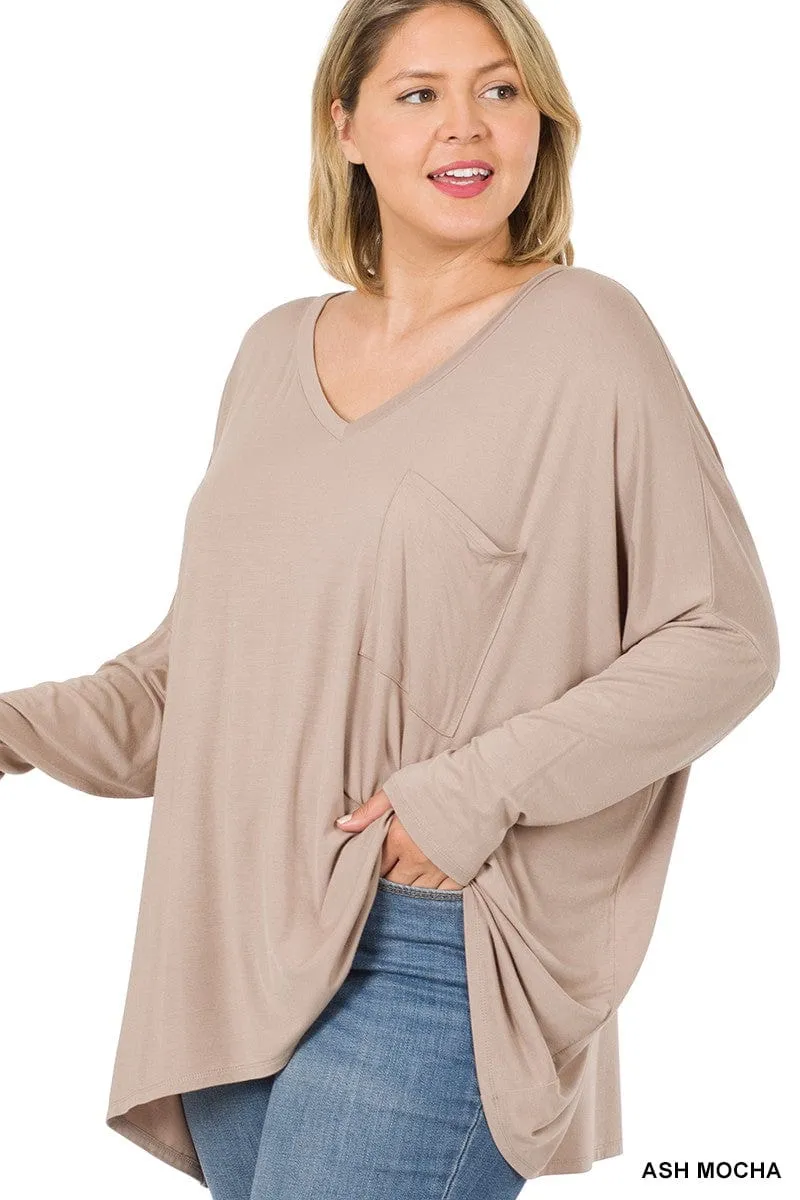Jamie Luxe Oversized Pocket Long Sleeve Top (lots of colors!)