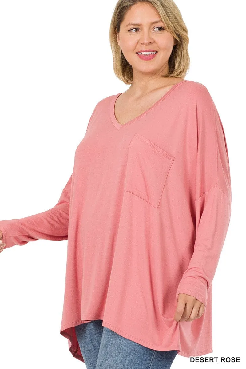 Jamie Luxe Oversized Pocket Long Sleeve Top (lots of colors!)
