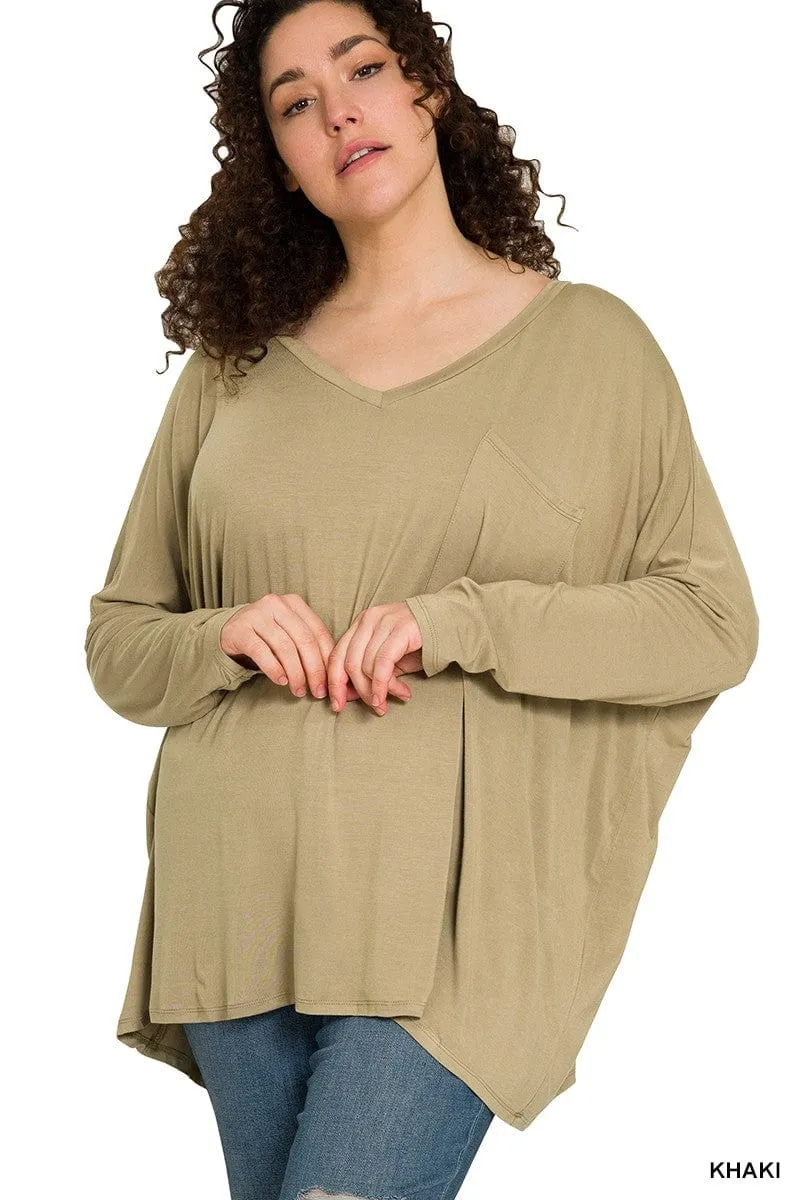 Jamie Luxe Oversized Pocket Long Sleeve Top (lots of colors!)