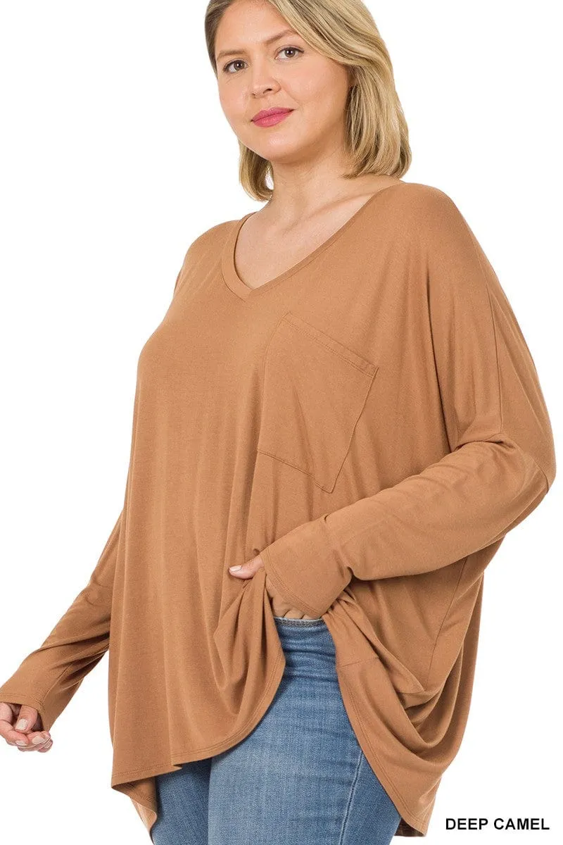 Jamie Luxe Oversized Pocket Long Sleeve Top (lots of colors!)